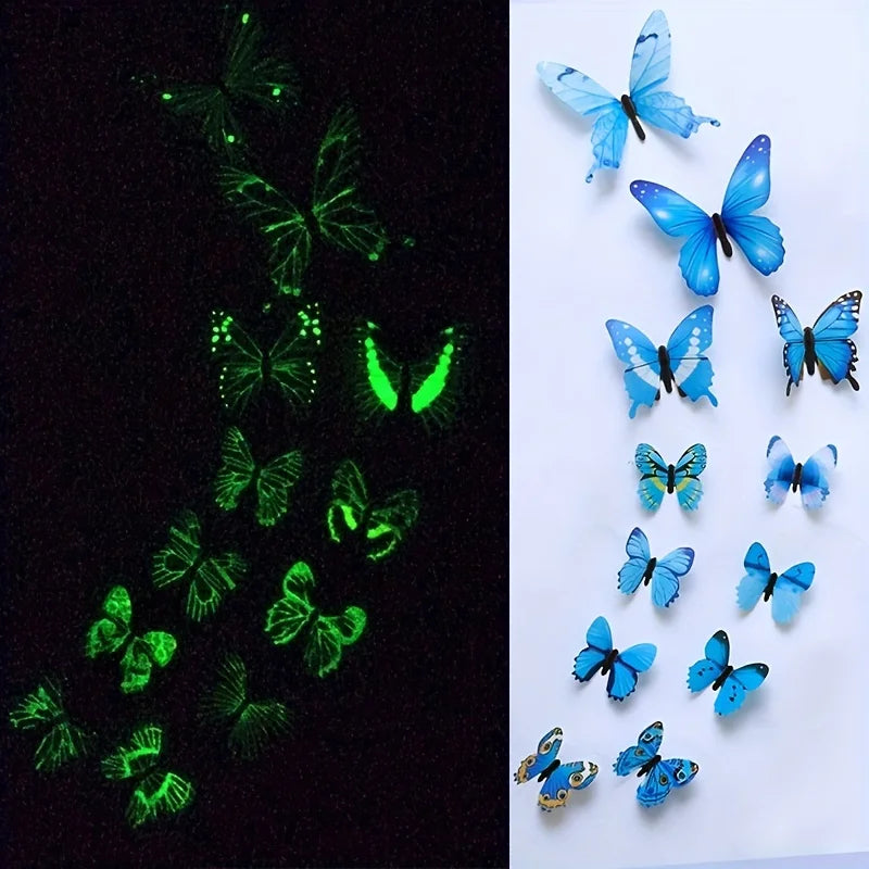 Mariposa luminosa pegatina 3D x12